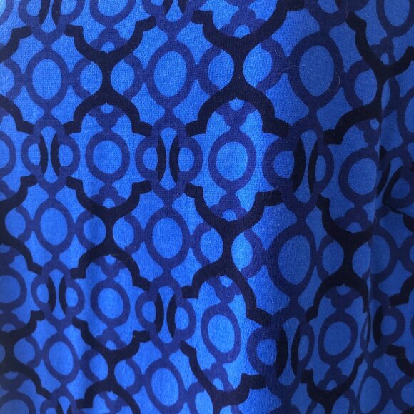 Talbot’s Midi Dress Royal Blue & Black Geo Design Contrasting Trim Sz Medium - Picture 5 of 16